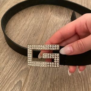 Black Guess Belt | Sparkly Belt Buckle